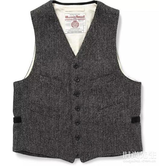 Beams Plus - Grey HerringboneHarris Tweed Waistcoat