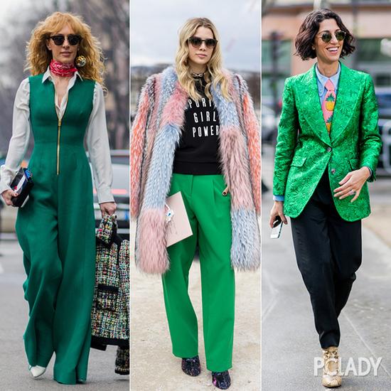 时尚达人穿荧光绿街拍
