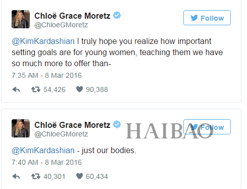 科洛·莫瑞兹 (Chloe Moretz) 谴责金·卡戴珊 (Kim Kardashian)