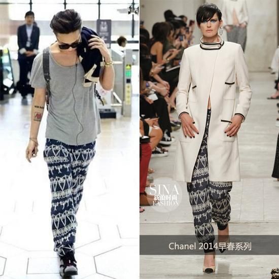 权志龙身穿Chanel 2014早春系列裤装