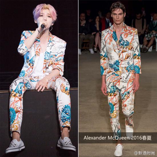 鹿晗穿Alexander McQueen 2016春夏系列