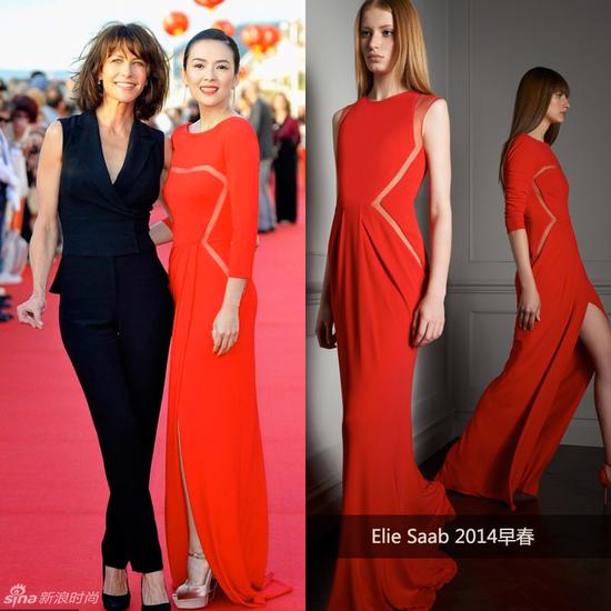 章子怡穿Elie Saab红裙
