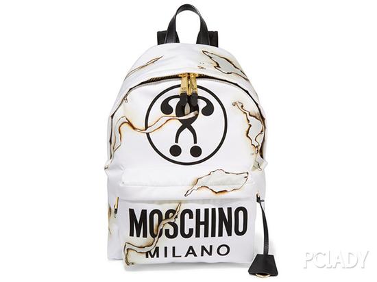 MOSCHINO 人造皮革边饰印花帆布双肩包 $771