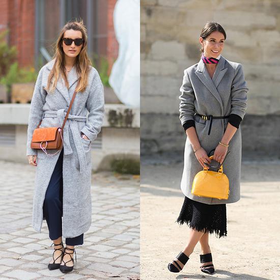 灰大衣+彩色丝巾