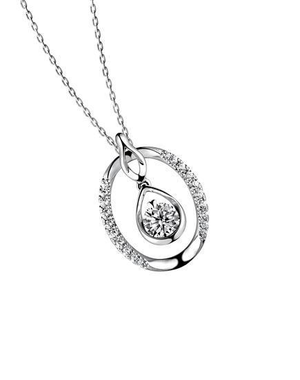 六福珠宝2016“爱很美”系列18K白色黄金钻石吊坠