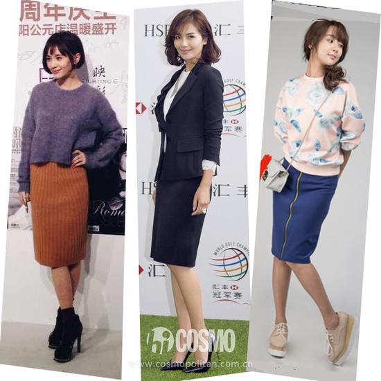 铅笔裙应该是最显身材的一种半裙啦，收身显臀，曲线感十足，正式场合穿很ok