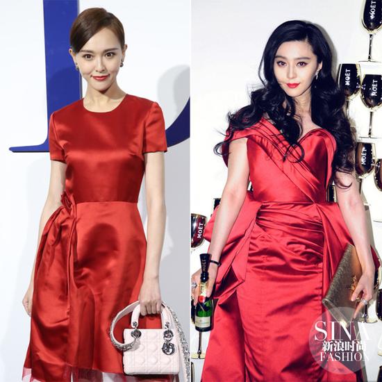 两人都爱缎面红裙