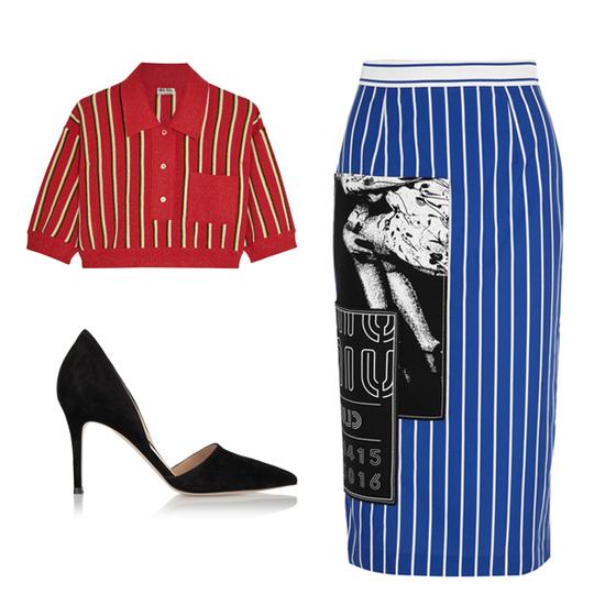 条纹衫搭配半身裙搭配推荐