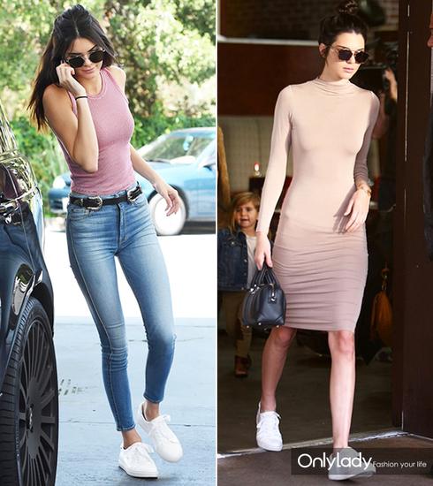 Kendall Jenner常穿的这双小白鞋来自Kenneth Cole，售价120美元。