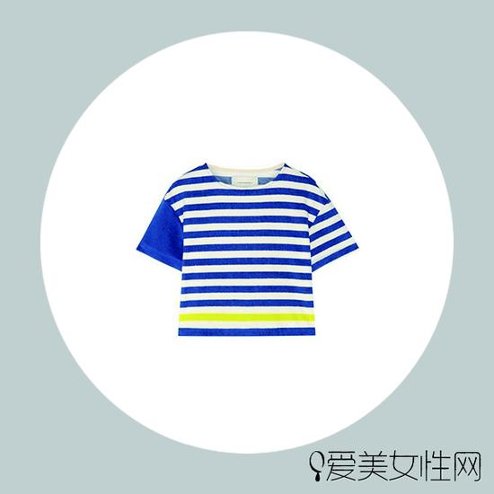 SOLID AND STRIPED The Tee 条纹棉质混纺毛巾布上衣$120