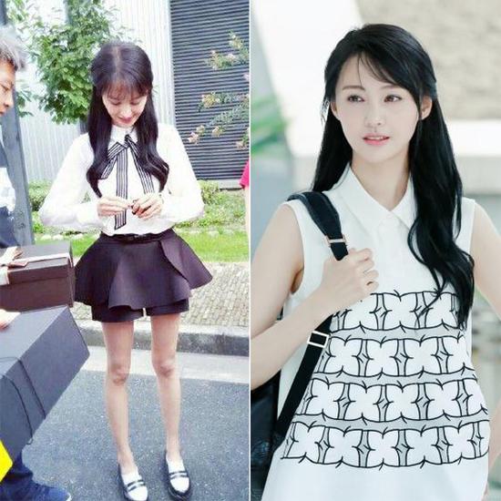 郑爽白衬衣造型,青春甜美