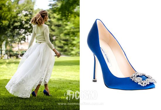 美国名媛 Olivia Palermo 婚礼当天也选择了经典的 Hangisi Pump