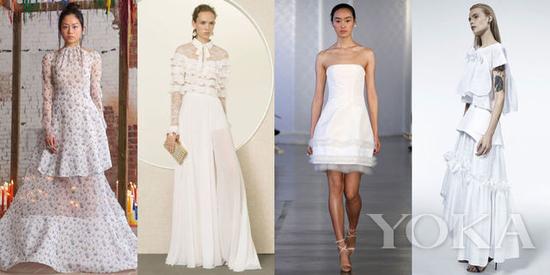 Rosie Assoulin Fall 2016; Elie Saab Resort 2017; Oscar de la Renta Bridal Spring 2017; Maticevski Fall 2016