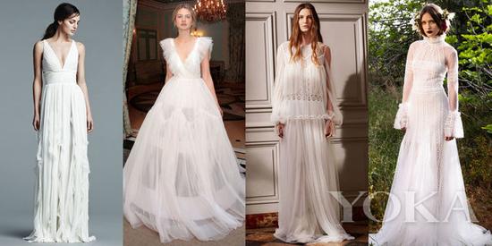 J.Mendel Bridal Spring 2017; Delphine Manivet Bridal Spring 2017; Chloe Pre-Fall 2016; Costarellos Spring 2017