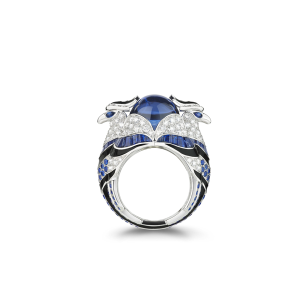 Boucheron宝诗龙动物系列Chinah雄鹰戒指,镶坦桑石、蓝宝石、钻石