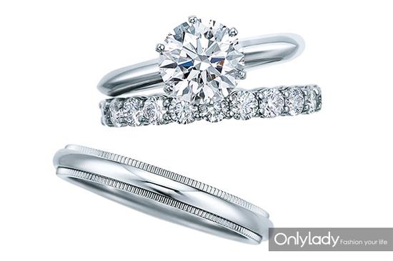 Tiffany Setting六爪镶嵌订婚钻戒、镶钻婚戒和男款铂金指环