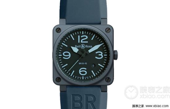 柏莱士在Aviation BR03-92腕表中试验了蓝色陶瓷