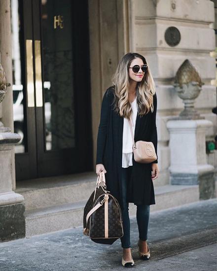 长外套搭配紧身裤