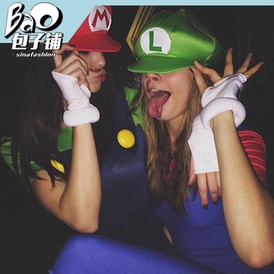 金小妹和Cara Delevingne穿成了Mario 和Luigi