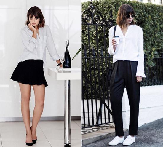 白衬衫和黑色裙装或裤装