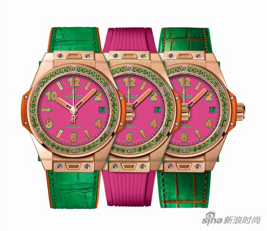 HUBLOT宇舶表Big Bang“一键式”波普艺术腕表_王金玫瑰组合图