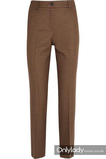 格纹直筒九分裤