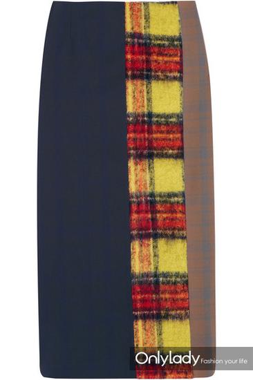 拼布方格半身裙