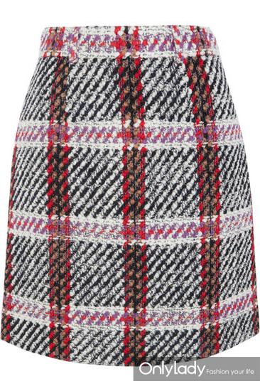 格子圈圈花呢迷你半身裙