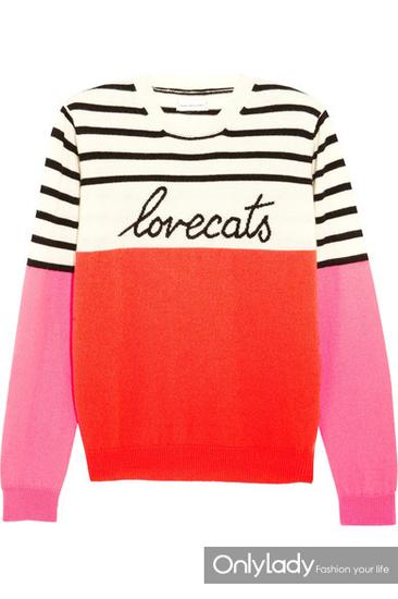 带嵌花羊绒毛衣