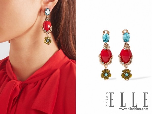 OSCAR DE LA RENTA
施华洛世奇水晶、树脂、镀金夹扣式耳坠
参考价格:$348