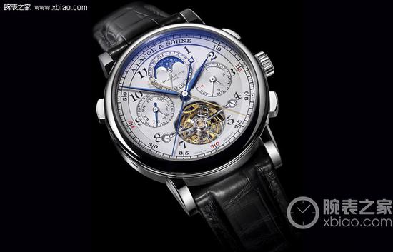 　　朗格TOURBOGRAPH PERPETUAL“Pour le Mérite”集合芝麻链传动系统、陀飞轮、计时码表 、追针功能和万年历五项复杂功能