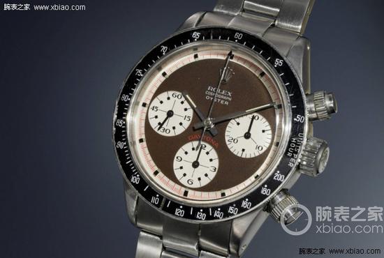 　　劳力士宇宙计型迪通拿“Paul Newman Oyster Sotto”不锈钢腕表，产于1969年，估价750,000-1,500，000瑞郎，成交价1,985,000瑞郎