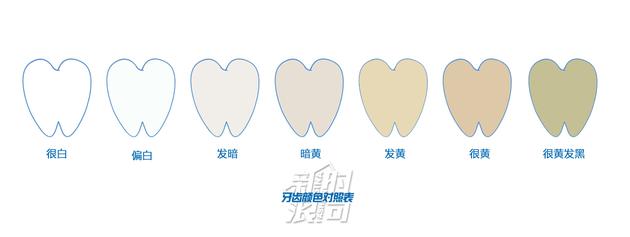 牙齿颜色对照表