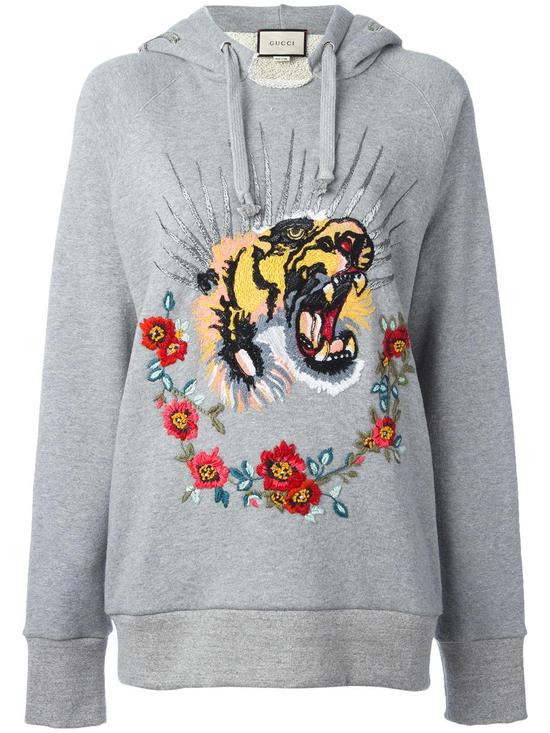 Gucci 老虎刺绣连帽套头衫 约¥34124