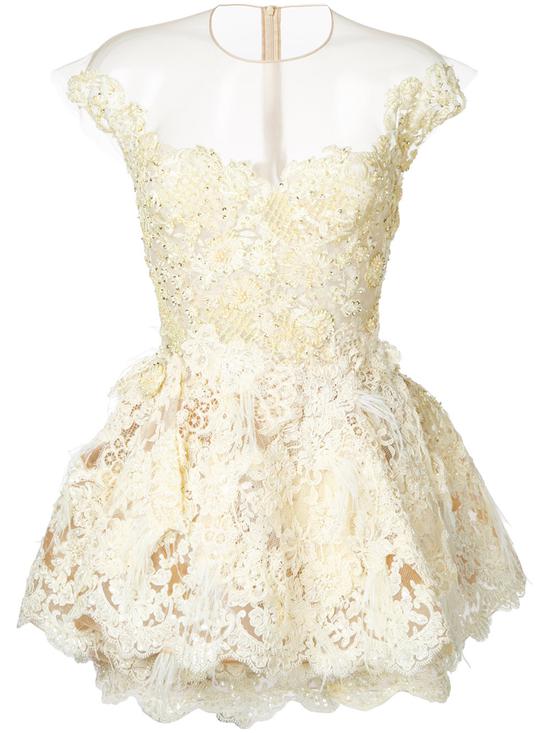 Nedret Taciroglu Couture 珠饰蕾丝迷你连衣裙 约¥67331