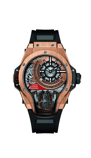 　　HUBLOT宇舶表传世之作MP-09双轴陀飞轮腕表，售价钛金款1124300元（限量50枚），王金款1405200元（限量20枚）。