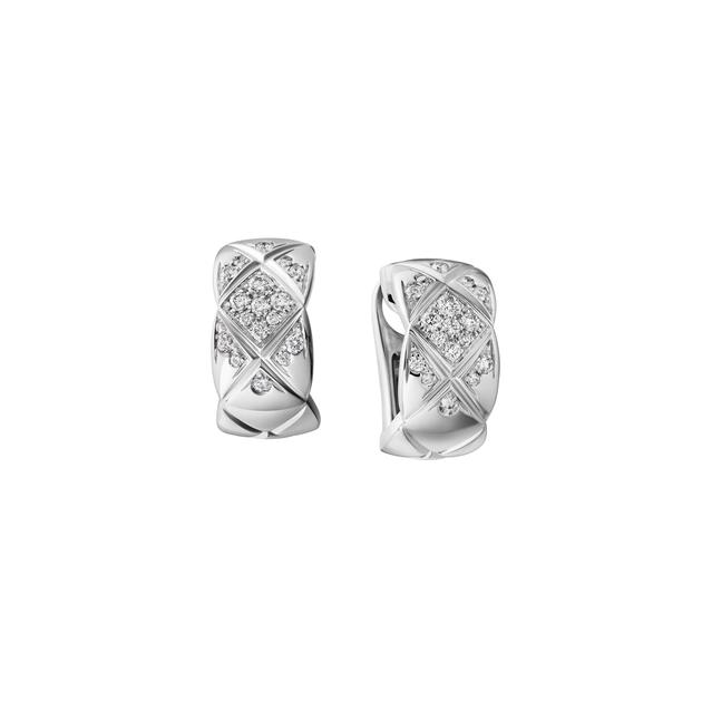 CHANEL高级珠宝COCO CRUSH系列白18K金镶钻耳环