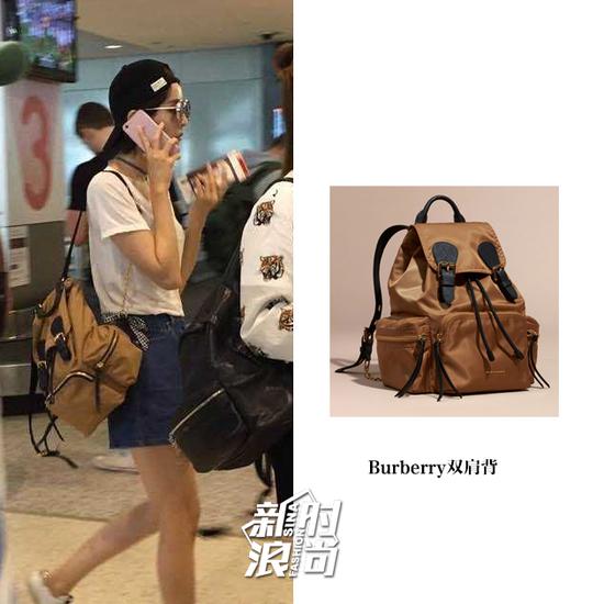 娜扎背Burberry背包