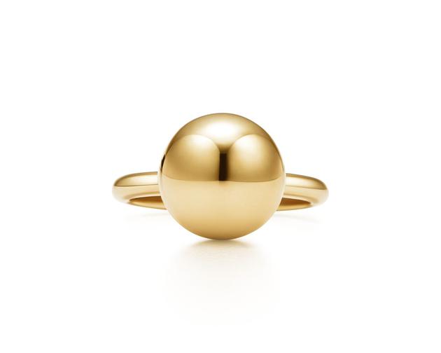 Tiffany HardWear?系列12毫米18K黄金球形戒指