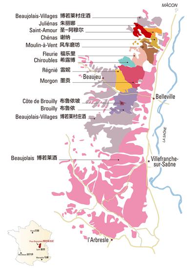 博若莱产区地图
来源:博若莱葡萄酒行业协会官方网站