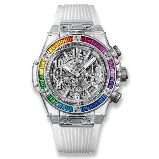 宇舶HUBLOT Unico All White Sapphire Rainbow，图片来源于品牌