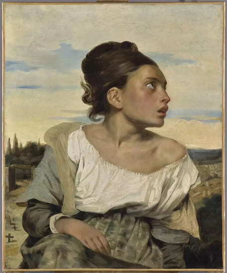 欧仁·德拉克洛瓦（Eugène Delacroix），《墓地的年轻女孤》（Young Orphan Girl in the Cemetery，1824）