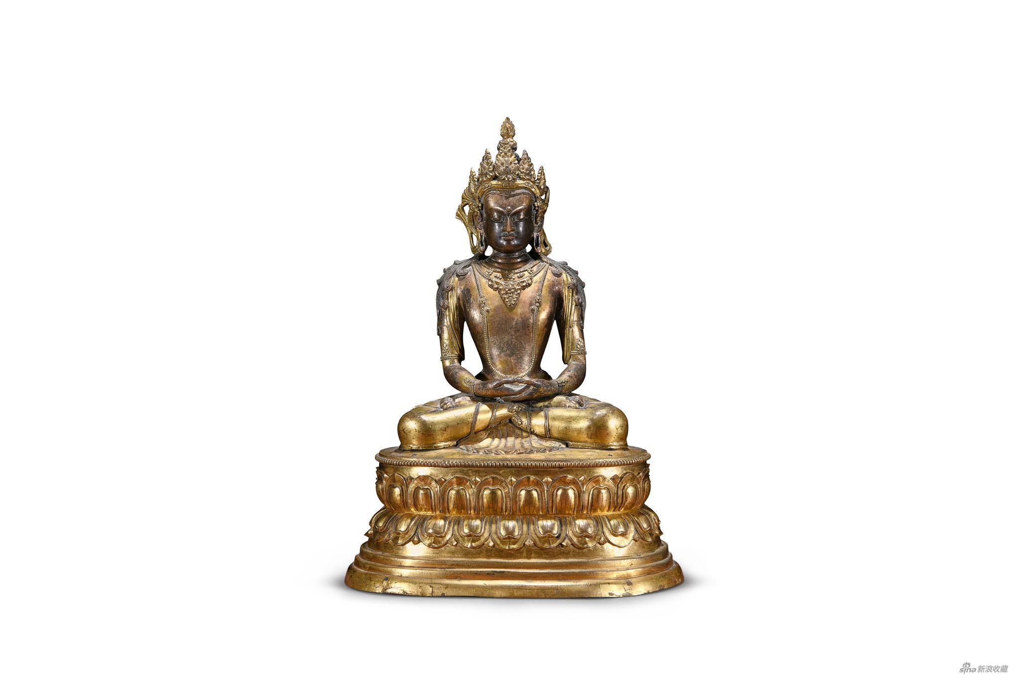 3562清（十八世纪） 蒙古风格铜鎏金无量寿佛像