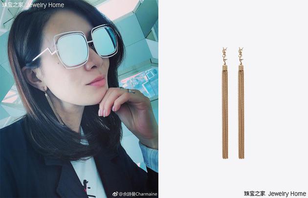 Saint Laurent 圣罗兰 LOULOU浅金色黄铜流苏耳环 售价：RMB 3，150