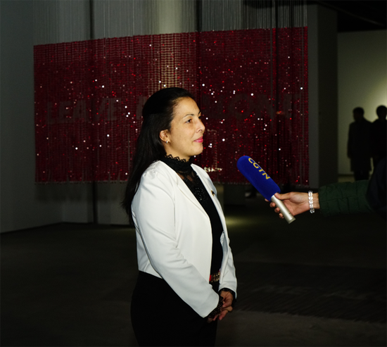 古巴驻华大使馆参赞兼副馆长 Lisbet Quesada Luna (李兹培) 接受媒体采访