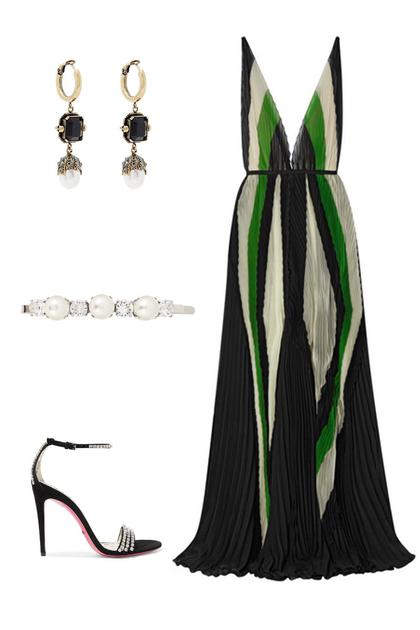 TRE by Natalie Ratabesi礼服;Gucci高跟鞋;Alexander McQueen耳坠;Simone Rocha发带