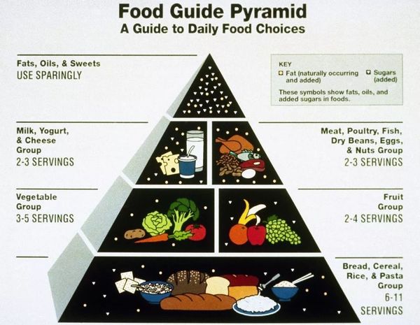 1992年公布的膳食金字塔