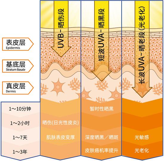 短时间内的暴晒不仅会让肌肤晒伤,也会让肌肤在短短几分钟内晒黑