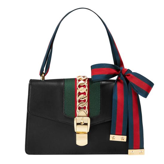 Gucci Sylvie 系列缎带装饰黑色手袋