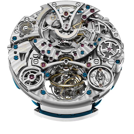 　　积家Master Grande Tradition Gyrotourbillon Westminster Perpétuel超卓传统大师系列球型陀飞轮西敏寺钟乐万年历腕表（机芯背面）